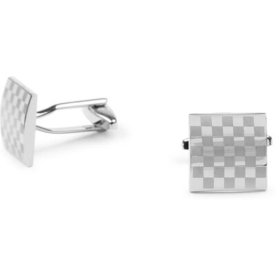 Suitable Manchetknoop Vierkant Geruit Zilver - Suitable Manchetknoop Vierkant Geruit Zilver -