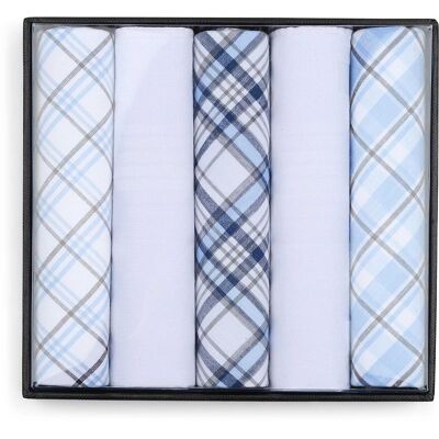 Suitable Zakdoeken 5-Pack Ruit Blauw - Suitable Zakdoeken 5-Pack Ruit Blauw -