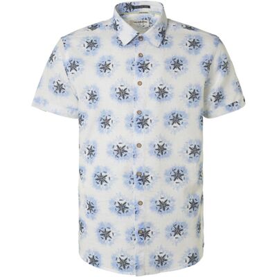 No Excess Short Sleeve Overhemd Linnen Blauw Print No Excess Short Sleeve Overhemd Linnen Blauw Print