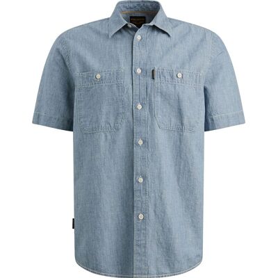 PME Legend Short Sleeve Overhemd Coton Linnen Chambray Indigo PME Legend Short Sleeve Overhemd Coton Linnen Chambray Indigo