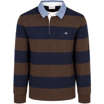 Gant Rugger Shield Chambray Polo Streep Navy Bruin Gant Rugger Shield Chambray Polo Streep Navy Bruin