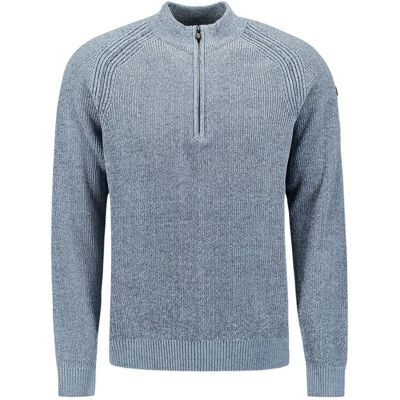 No Excess Half Zip Trui Chenille Blauw No Excess Half Zip Trui Chenille Blauw