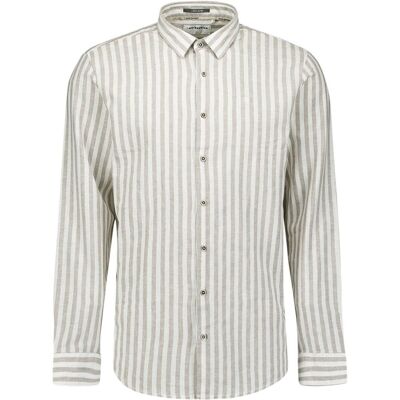 No Excess Overhemd Cotton Linen Stripes Taupe No Excess Overhemd Cotton Linen Stripes Taupe