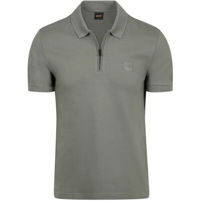 BOSS Passerzip Half Zip Polo Open Groen BOSS Passerzip Half Zip Polo Open Groen