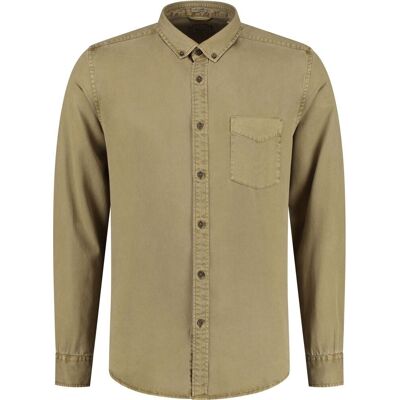 Dstrezzed Overhemd Garment Dyed Tencel Khaki Dstrezzed Overhemd Garment Dyed Tencel Khaki