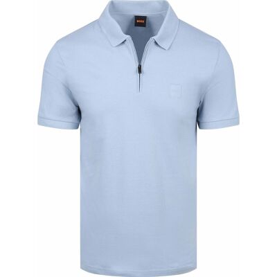 BOSS Passerzip Half Zip Polo Lichtblauw BOSS Passerzip Half Zip Polo Lichtblauw