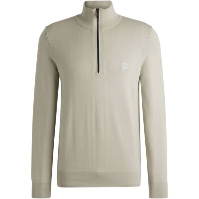 BOSS Kanobix Half Zip Trui Ecru BOSS Kanobix Half Zip Trui Ecru