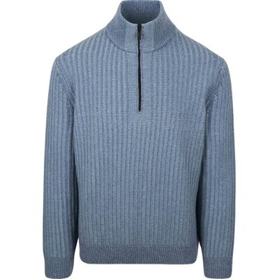 BOSS Kwinter Half Zip Trui Wool Blend Blauw BOSS Kwinter Half Zip Trui Wool Blend Blauw