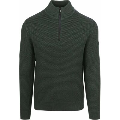 No Excess Half Zip Trui Structuur Melange Donkergroen No Excess Half Zip Trui Structuur Melange Donkergroen