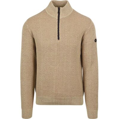 No Excess Half Zip Trui Structuur Melange Beige No Excess Half Zip Trui Structuur Melange Beige