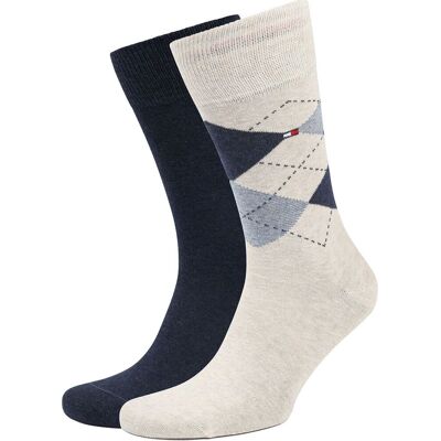 Tommy Hilfiger 2-Pack Sokken Beige Melange Tommy Hilfiger 2-Pack Sokken Beige Melange