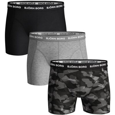 Bjorn Borg Cotton Stretch Boxers 3Pack Zwart Grijs Bjorn Borg Cotton Stretch Boxers 3Pack Zwart Grijs