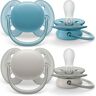 Philips Avent Ultra Soft Fopspeen - 6 tot 18 Maanden - 2 Stuks - Blauw/Grijs Grijs / Blauw