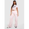 boohoo West Coast Cross Print Baby Tee And Straight Leg Jogger Set, Baby Pink Small