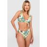 boohoo Tile Print Padded Plunge Bikini Set, Green 8