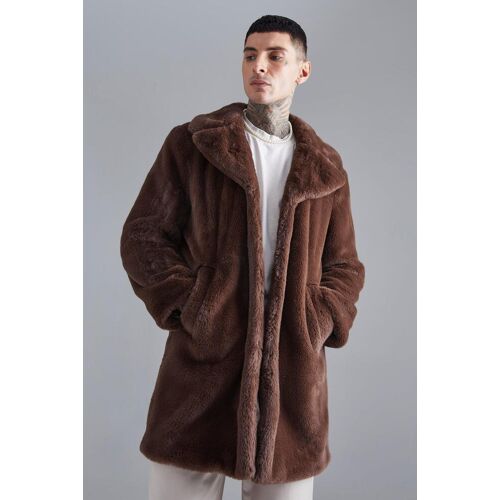 boohoo Faux Fur Overjas, Chocolate Small