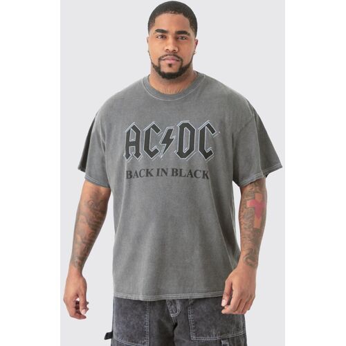 boohoo Plus Oversize Acdc Acid Wash License T-Shirt Grey, Grey 3X-Large