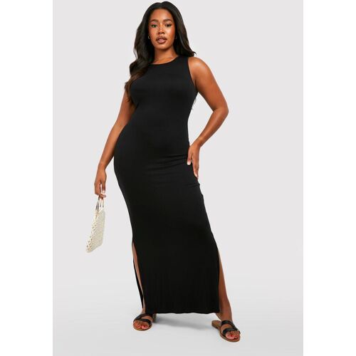 boohoo Plus Maxi Jurk Met Zijsplit, Black 46