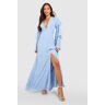 boohoo Tall Gelegenheids Maxi Jurk Met Dubbele Mouw, Pastel Blue 36