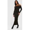 boohoo Geborstelde Geribbelde Halter Maxi Jurk Met Uitgesneden Hals, Black 42