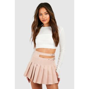 boohoo Cut Out Buckle Detail Mini Skirt, Light Pink 16