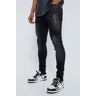 boohoo Versleten Super Skinny Jeans Met Verfspetters, Washed Black 36R
