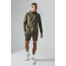 boohoo Man Active Fitness Hoodie En Shorts Set, Khaki Large