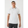 boohoo Pique Slim Fit Polo Met Contrasterende Zoom, White Large