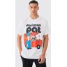 boohoo Oversized Gelicenseerd Post Man Pat T-Shirt, White Medium