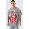 boohoo Oversized Rolling Stones Large Scale License T-Shirt, Charcoal Large