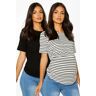 boohoo Zwangerschap Borstvoeding T-Shirts (2 Stuks), Black 36