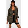 boohoo Regenjas Met Capuchon, Khaki 38