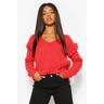 boohoo Trui Met Ruche Mouw, Coral Small