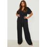 boohoo Plus Geweven Wide Leg Jumpsuit Met Ceintuur, Black 46