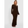 boohoo Bolletjes Maxi Jurk Met Textuur, Chocolate 36