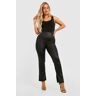 boohoo Plus Wet Look Leggings Met Split, Black 54