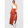 boohoo Seersucker Maxi Rok Met Laagjes, Spice 42