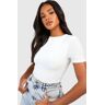 boohoo Gerecycled Strak Getailleerd T-Shirt Met Dubbele Lagen, White 36