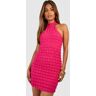 boohoo Bolletjes Bodycon Jurk Met Textuur En Racer Hals, Pink 40