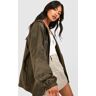 boohoo Festival Regenjas Met Capuchon, Olive 42