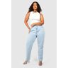 boohoo Plus Mom Jeans Met Hoge Taille, Bleach Wash 54