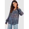 boohoo Chiffon Tijger Overhemd, Blue 34