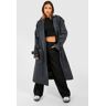 boohoo Oversized Trenchcoat Met Dubbele Borst En Ceintuur, Charcoal 44