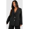 boohoo Plus Oversized Blazer Met Achter Split, Black 52