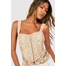 boohoo Lace Hook And Eye Corset, Camel 10