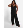 boohoo Plus Strappy Cheesecloth Wide Leg Beach Jumpsuit, Black 26