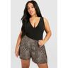 boohoo Plus Luchtige Luipaardprint Shorts, Bruin 48