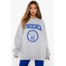 boohoo Oversized Phoenix Sweater Met Print, Grey Marl Medium