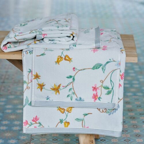 Pip Studio Les Fleurs Badtextiel Wit- Washandje (16x22 cm) - Set van 3 Wit