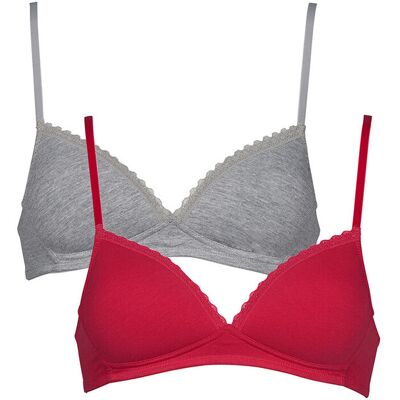 After Eden My Basic - Comfy grijze en roze katoenen bh's zonder beugel Grijs After Eden My Basic - Comfy grijze en roze katoenen bh's zonder beugel Grijs